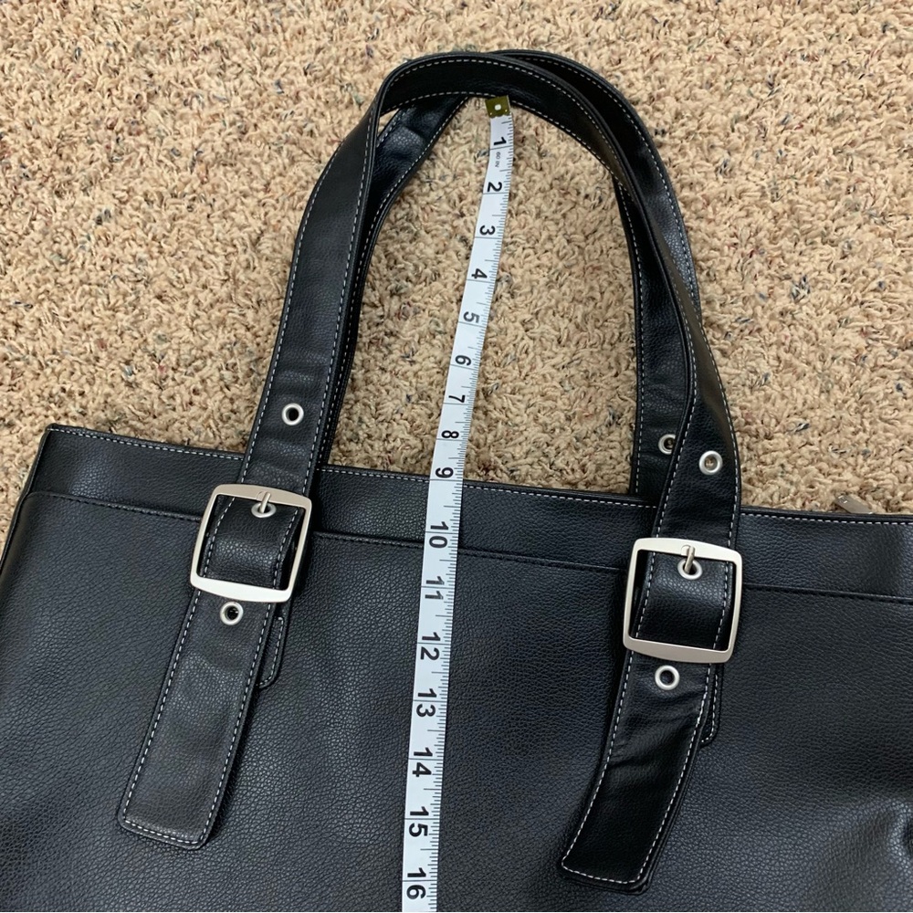 NEW Solo Black Leather Laptop Tote Bag - Picture 13 of 15